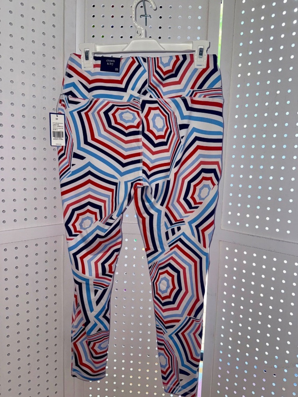 NWT Crown & Ivy Patriotic Geometric Athletic Women's Leggings Size M - Picture 5 of 5